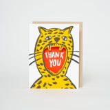 Thank You Cheetah Die-cut Letterpress Greeting Card by Egg Press: Plastic sleeve