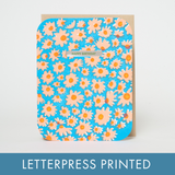 Birthday Daisy Patch Die-cut Letterpress Greeting Card by Egg Press: Plastic sleeve