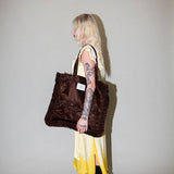 Utility Tote in Chocolate Nylon Satin - KkCo