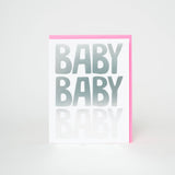 Baby Baby Baby Letterpress Greeting Card by Ashkahn: Paper tab