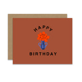 Happy Birthday Vase Brown Greeting Card