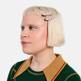 Allie Clips in Oval Vanilla Stripe