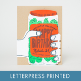 Pickle Birthday Die-cut Letterpress Greeting Card by Egg Press: Paper tab