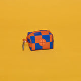 Checkered Vinyl Pouch - Blue/Orange