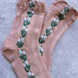Floral Mesh casual socks: Canyon Rose