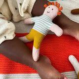 Cotton Knit Baby Rattle Toy: Buddy Aqua