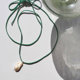 Rope Pearl Necklace, Sage Green