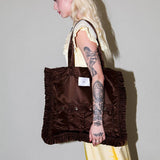 Utility Tote in Chocolate Nylon Satin - KkCo