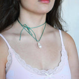 Rope Pearl Necklace, Sage Green