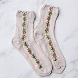 Floral Mesh casual socks: Canyon Rose