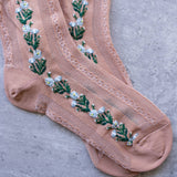 Floral Mesh casual socks: Canyon Rose