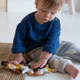 Cotton Knit Baby Rattle Toy: Buddy Blue