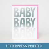 Baby Baby Baby Letterpress Greeting Card by Ashkahn: Paper tab