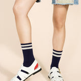 Collegiate Stripe Crew - Navy