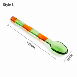 Color Block Glass Spoon | Long Handle Dessert Spoon