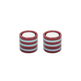 SET OF 2 BURGUNDY CERAMIC CANDLE HOLDERS HF