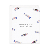 Sweet White Rabbit — Candy Pun Chinese Lunar New Year Card: Red