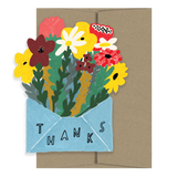 Thank You with Flowers - Die Cut Card