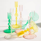 Glass Candlestick Holder in Tall - Yellow