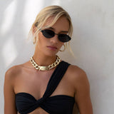 Soho Womens Oval Sunglasses - Black