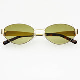 FREYRS Soho Womens Oval Sunglasses - Gold/Green