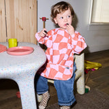 Pink Checkers Smock Bib - Milk Teeth