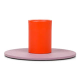 BRITISH COLOUR STANDARD - Small Two-Tone Orange Flame & Venetian Pink Metal Candleholder