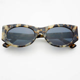 Layla Acetate Oval Sunglasses- Gray/Tortoise