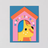 Dog In House Fold Out Kid's Birthday Card