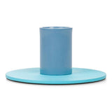 BRITISH COLOUR STANDARD - Small Two-Tone Pompadour & Powder Blue Metal Candleholder