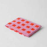'Squares Lilac/Warm Red' Tea Towel