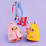 Mini sitting plush toy-Mouse Boot-Yellow raincoat Ricespud