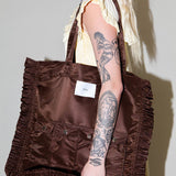 Utility Tote in Chocolate Nylon Satin - KkCo