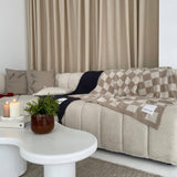 The Teddy Throw - 100% Recycled - Beige Check - FW25