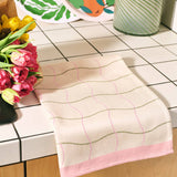 Wave Grid Woven Cotton Tea Towel - Natural