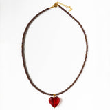 Cocoa Heart Necklace - Gem & Blue