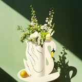 Octaevo Paper Vase Swan, Flower vase from waterproof paper
