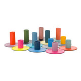 BRITISH COLOUR STANDARD - Small Two-Tone Orange Flame & Venetian Pink Metal Candleholder