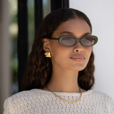 FREYRS Mimi Acetate Oval Sunglasses - Olive