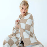 The Teddy Throw - 100% Recycled - Beige Check - FW25