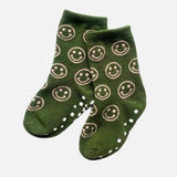 Olive Smile Gripped Socks - Milk Teeth