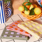 Squares Woven Terry Tea Towel – Oat/Yellow