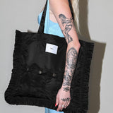 Utility Tote in Black Nylon Satin-KkCo