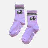 Lavender Snail Ribbed Gripped Socks - Milk Teeth