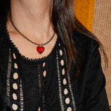 Cocoa Heart Necklace - Gem & Blue