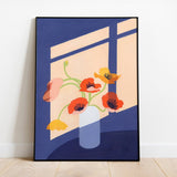 Poppies Art Print, Floral Wall Art, Colorful Floral Art