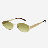 FREYRS Soho Womens Oval Sunglasses - Gold/Green