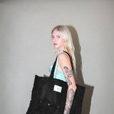 Utility Tote in Black Nylon Satin-KkCo