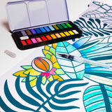 Watercolor paint set with water brush
