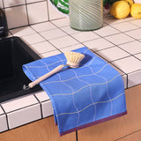 Wave Grid Woven Cotton Tea Towel – Blue